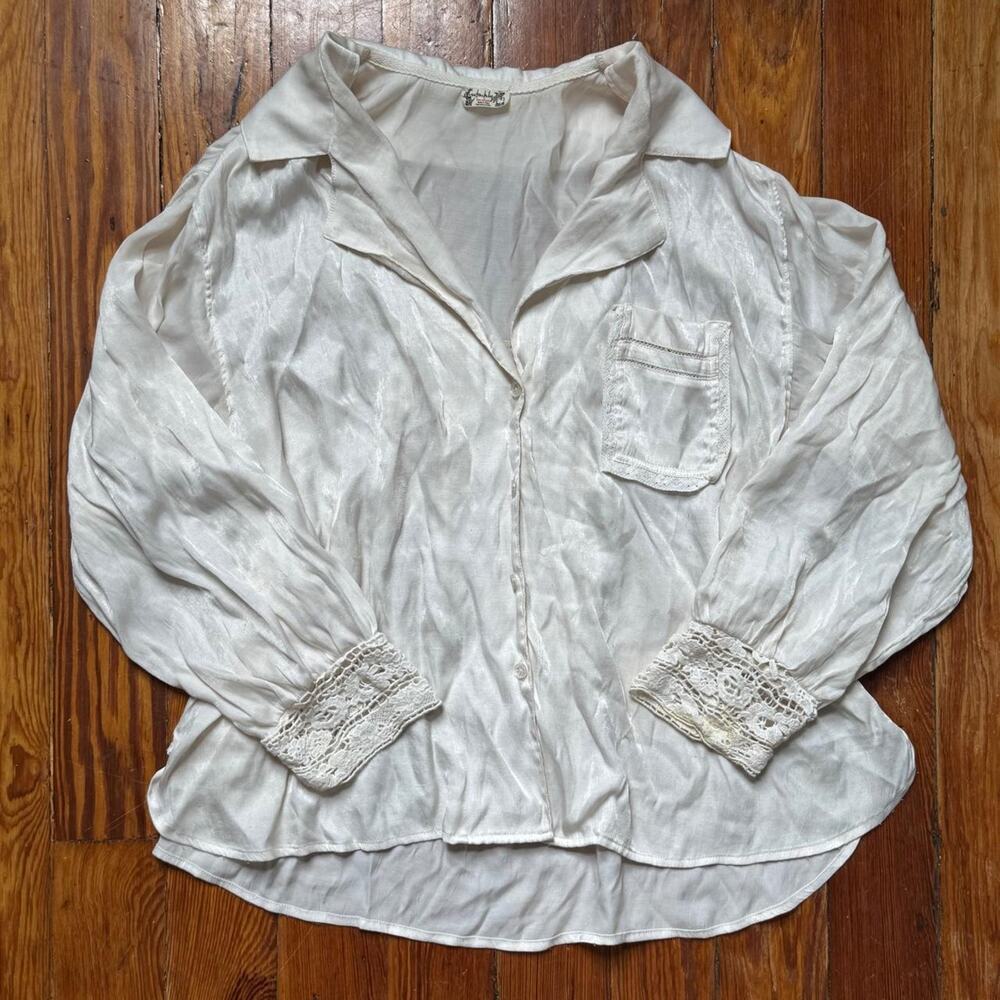 Free people white long sleeve top